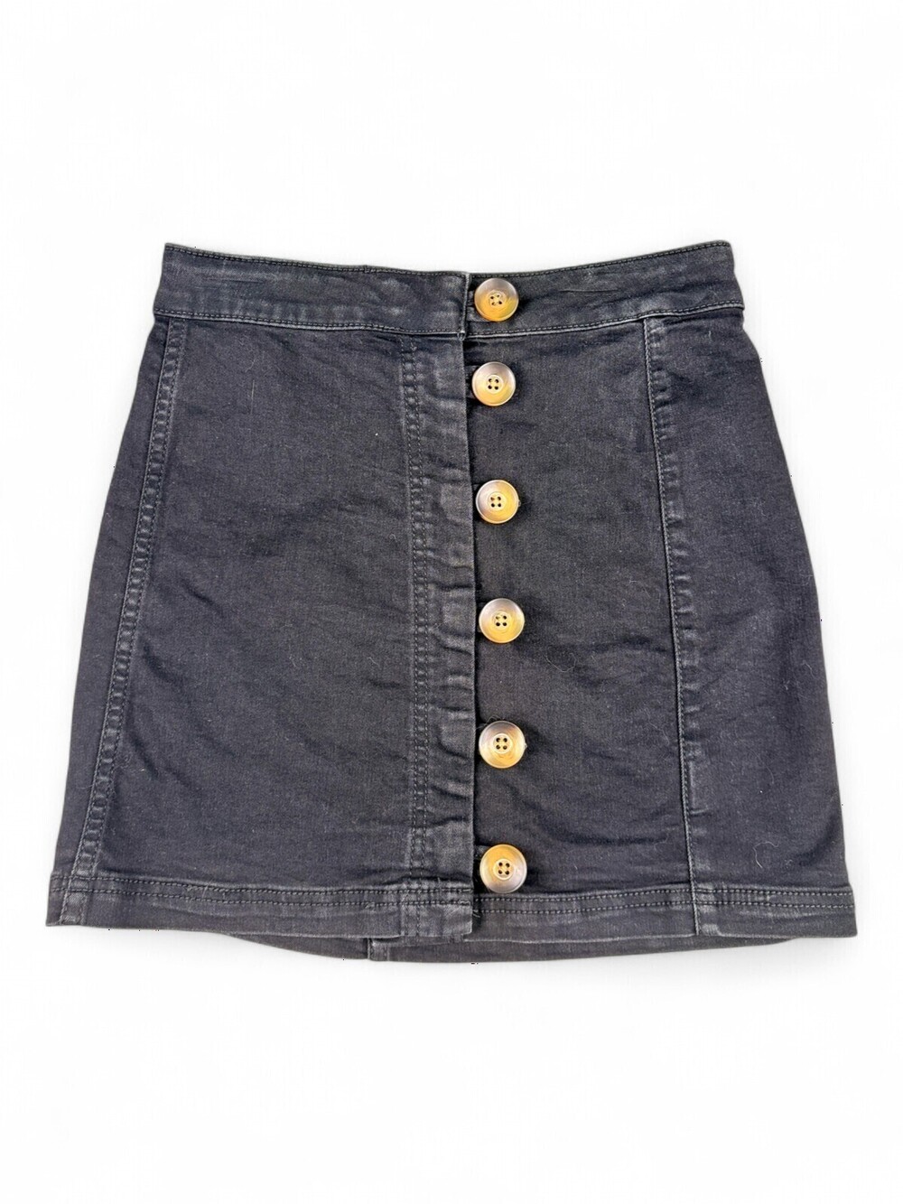 Free People Button-Front Black Mini Skirt Size 0